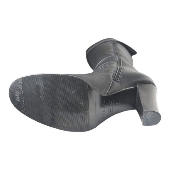 MAX DE CARLO Italian Made Black Leather Knee High Boot Size 9B - Picture 8 of 9